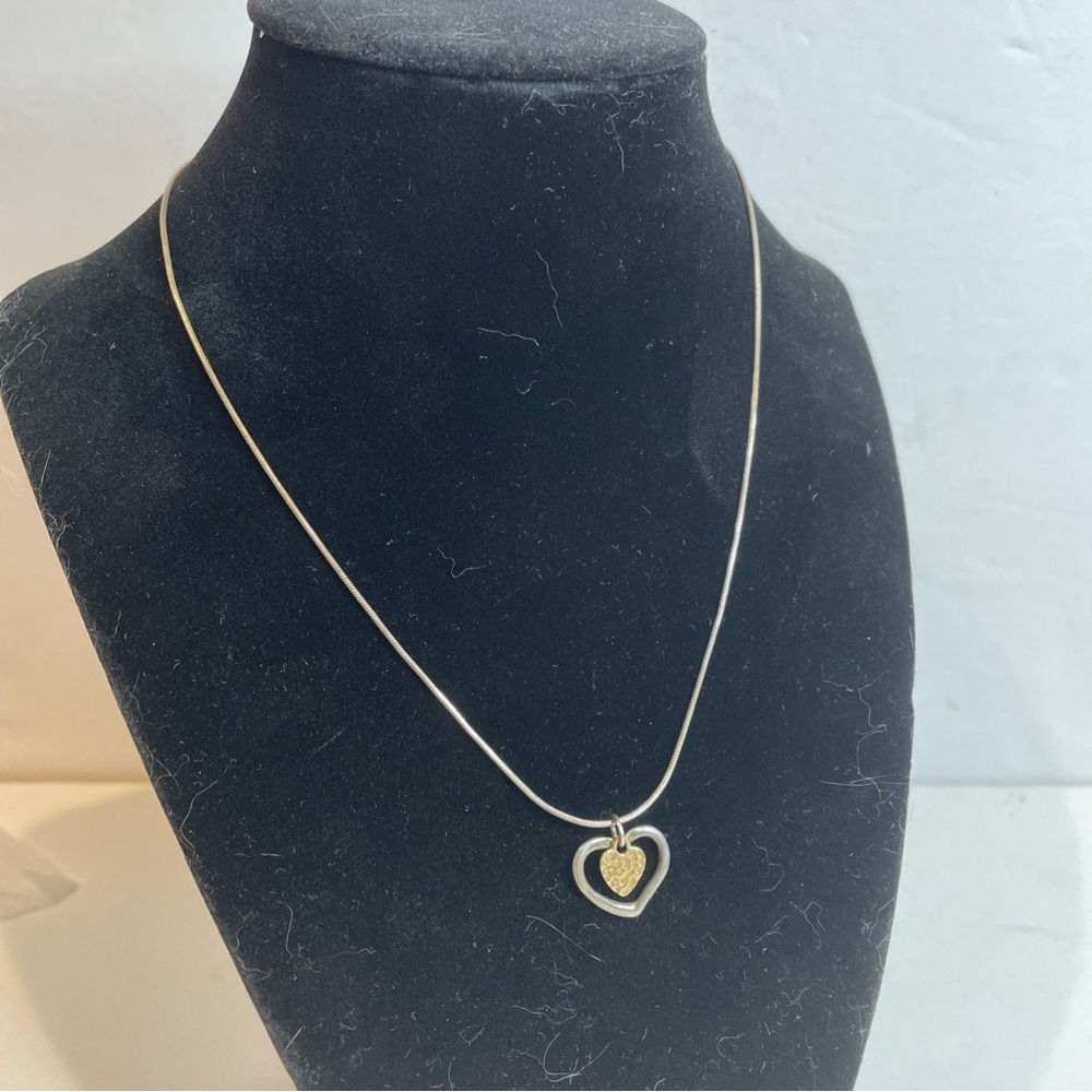 Silpada Sterling Silver & Hammered Heart Necklace silver/gold tone